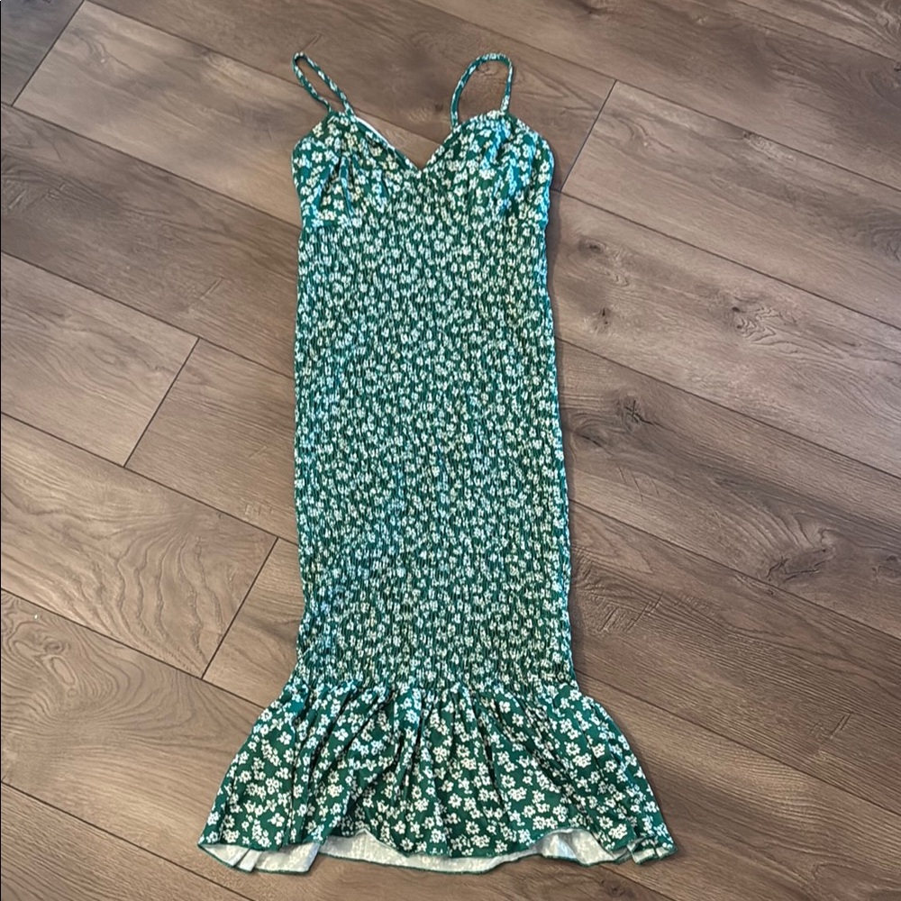 SHEIN Green Floral Dress NWOT